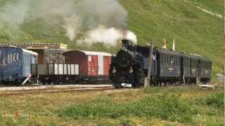 Dampfbahn Furka Bergstrecke Realp DFB  Furka DFB mit Lok 1 Furkahorn [upl. by Jolee]