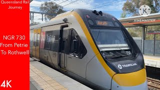 Queensland Rail Journey  NGR 730 From Petrie To Rothwell [upl. by Nnaeiram]