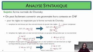 Traitement automatique des langues 68 Analyse syntaxique  forme normale de Chomsky [upl. by Neeleuqcaj531]