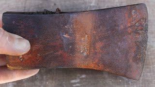 Rusty Gold Cold War Hatchet Restoration  West German Axe Full Rehab Process  Tips and Tricks [upl. by Lusty]