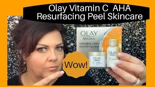 OLAY VITAMIN C AHA RESURFACING PEEL SKINCARE  Review and demo [upl. by Ahcsas]