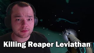 Eliminating the Reaper Leviathan with statis rifle in Subnautica [upl. by Alrats288]