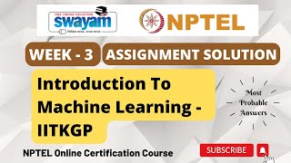 Introduction To Machine Learning Week 3 Assignment 3 Solution  NPTEL  Swayam  Jul  Dec 2023 [upl. by Dressel]