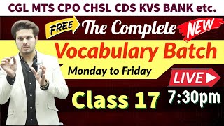 Class 17 The Complete Vocabulary Batch on YouTube by Jaideep SirCGL CPO CHSL MTS CDSfor all exams [upl. by Killy203]