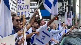 Israel and Palestinian supporters face off in San Francisco [upl. by Ilhsa]