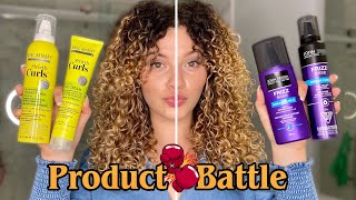 DRUGSTORE HUMIDITY PROOF CURLY HAIR PRODUCT BATTLE amp REVIEW  John Frieda vs Marc Anthony [upl. by Oiramel]