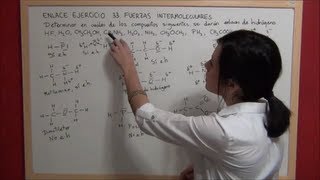 QUIMICA Enlace Ejercicio 33 Determinar en qué moléculas se darán enlaces de hidrógeno [upl. by Veradis366]