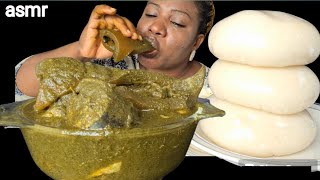 African food mukbang black soup and fufu Nigeria food ASMR [upl. by Amilas]