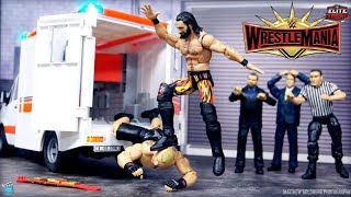 WWE AMBULANCE ACTION FIGURE MATCH  SETH ROLLINS VS BROCK LESNAR WRESTLEMANIA [upl. by Aeet780]