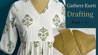 Gather Kurti Drafting  Cutting Full Video  Kurti Cutting and Stitching [upl. by Saraiya323]