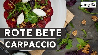 Rote Bete Carpaccio mit Ziegenfrischkäse Walnüssen  RoteBete im Ofen garen  winterliche Vorspeiße [upl. by Netsyrc]