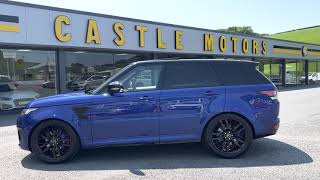 2015 RANGE ROVER SPORT SVR 50 V8 Supercharged Estoril Blue for sale Castle Motors [upl. by Nrol920]