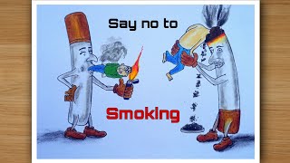 Say no to smoking drawing  International day against drug abusing drawing Anti smoking day poster [upl. by Ulphiah271]