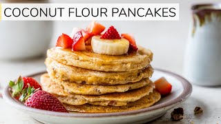 COCONUT FLOUR PANCAKES  fluffy lowcarb recipe [upl. by Rita823]