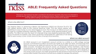 ABLE Frequently Asked Questions [upl. by Junia]