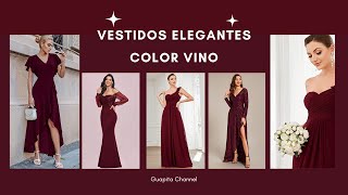 💋 Vestidos Elegantes color Vino 2023 [upl. by Candice]