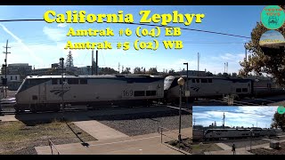 Amtrak California Zephyr 604 and 502 at Roseville CA  11042023 [upl. by Sugirdor]