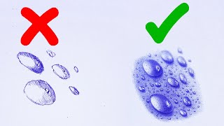 How To Draw Realistic Water Drops With Ballpoint Pen Draw Like PROReal timeTime Lapse [upl. by Areivax]