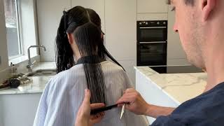 One Length Haircut Tutorial Lockdown 2020 [upl. by Toomay]