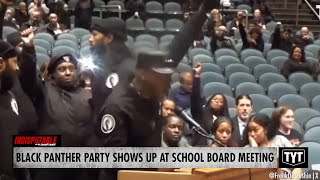 Black Panther Party Pulls Up At School Board Meeting Over Racist Death Threat [upl. by Billie907]