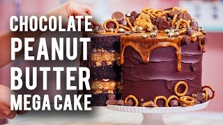 How To Make A CHOCOLATE PEANUT BUTTER MEGA CAKE Rich Chocolate Sweet Caramel amp Peanut Butter [upl. by Nosnarb]