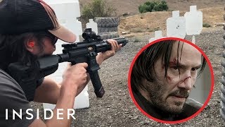 How Keanu Reeves Learned To Shoot Guns For John Wick  Movies Insider [upl. by Lahcsap158]