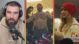 Travis Kelce Reveals Taylor Swifts Reaction to SHIRTLESS Jason Kelce [upl. by Aneehsak]