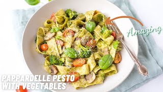 Pappardelle Pesto with Vegetables [upl. by Ellevehs]