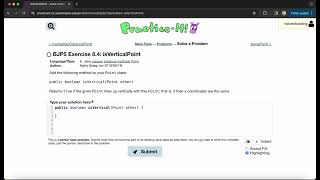 Exercise 84 isVerticalPoint Java Tutorial  PracticeIt [upl. by Ennairej]