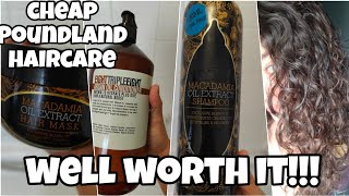 Poundland cheap haircare argan oil conditioner  macadamia oil extract hair mask and shampoo review [upl. by Winfrid916]