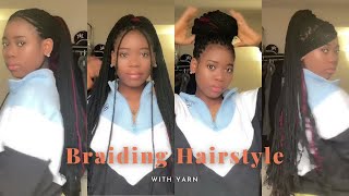 Mix Color✨Knotless Braid Hair Tutorial With Yarn Natural Hair Extension Elfinhair [upl. by Attem]