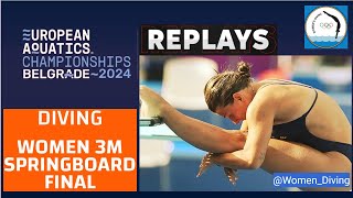 Full Video  Womens 3M Springboard Final  2024 European Aquatics Championships parisolympics2024 [upl. by Eilahtan]