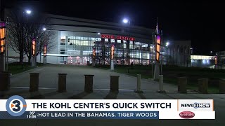 From hardwood to ice How the Kohl Center switches from basketball to hockey in hours [upl. by Gabe]