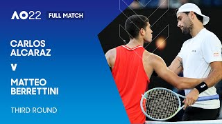 Carlos Alcaraz v Matteo Berrettini Full Match  Australian Open 2022 Third Round [upl. by Joacima]