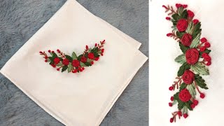 Simple Handkerchief Embroidery for Beginners  How to Embroider on Handkerchief  Miss Embroidered [upl. by Meit]