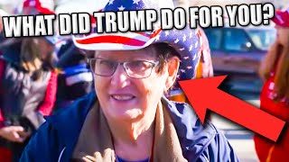 Trumper SHUTS DOWN When Asked What Trump Has Done For Her [upl. by Bibbye]