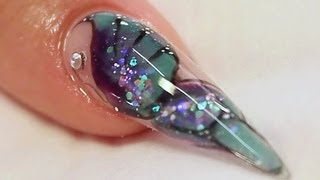 Encapsulated Butterfly Stiletto Acrylic Nail Tutorial Video by Naio Nails [upl. by Nodarse]