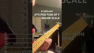 D AEOLIAN 6TH POSITION OF F MAJOR SCALE guitar bluesmusic guitarist guitarmusic shorts [upl. by Asiel298]