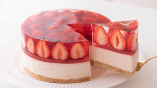 いちごのレアチーズケーキの作り方 NoBake Strawberry Cheesecake＊Eggless amp Without oven｜HidaMari Cooking [upl. by Estell]