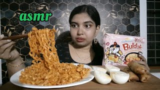 진짜 먹방 ASMR CHEESY CARBONARA FIRE NOODLES SPRING ROLL 치즈 까르보나라 불닭 라면  치킨 스프링롤 REAL MUKBANG [upl. by Nilloc]