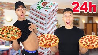 NUR PIZZA ESSEN FÜR 24 STUNDEN CHALLENGE   Kelvin und Marvin [upl. by Bartholomew221]