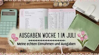 Ausgaben Woche 1 im Juli🌼 Meine echten Einnahmen und Ausgaben🌼 Geld Sparen [upl. by Arahsat158]