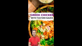 BEST Greek Chicken Recipe with Tzatziki Sauce  Healthy Greek Chicken Salad Bowl  50gms Protein [upl. by Anaicul803]