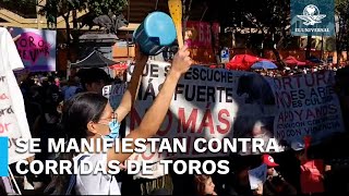 Pacíficamente activistas protestaron contra corridas de toros en la Plaza México [upl. by Odine60]