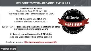 Dante Certification Level 1 2 English Webinar  21st April 2020 [upl. by Eskil160]