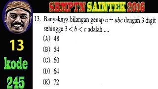 banyak cara bilangan 3 digit genap  peluang SBMPTN 2016 SAINTEK kode 245 no 13 [upl. by Bethesda183]