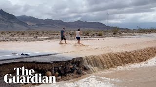 Flash floods in Californias Death Valley leave visitors stranded [upl. by Brianne]