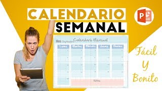 Como hacer un CALENDARIO FACIL y Bonito en Power Point  Planificador semanal [upl. by Plato]