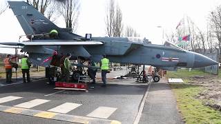 RAF Tornado being prepared for display at RAF Sealand Flintshire North Wales [upl. by Donn]