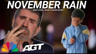 Golden Buzzer Simon Cowell Crying To Hear The Song November Rain Homeless On The Big World Stage [upl. by Ener44]